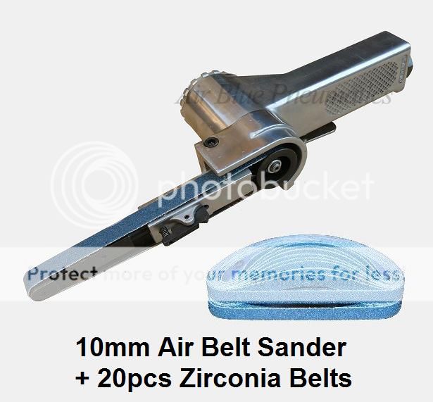 10MM MINI AIR BELT SANDER + 20 NORTON SANDING BELTS / COMPRESSOR TOOL